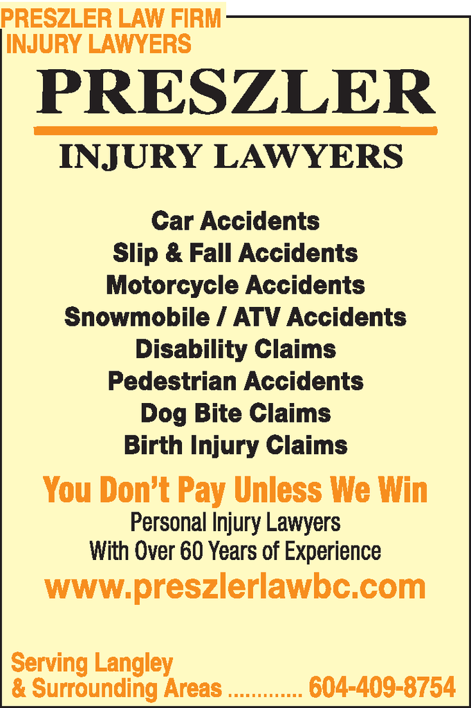 Preszler Law Firm Injury Lawyers Abbotsford, BC Fraser Valley Local